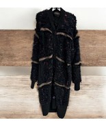 Vintage Crochetta Sweater Women’s M/L Cardigan Black  Multi Yarn Long EN... - $185.29