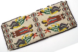 Glass Seed Bead &amp; Leather Handmade Wallet Native American with Scenes of People - £39.95 GBP