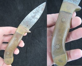 Antique knife early 1900&#39;s Handmade wood &amp; brass OLD &amp; BEAUTIFUL! - £133.39 GBP