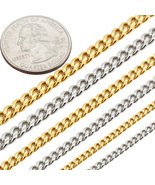 316L Stainless Steel 18k GP 3-5mm Miami Cuban Link Necklace Bracelet 7.5... - $13.99+