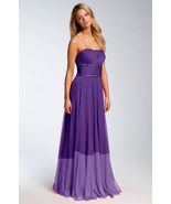La Femme Strapless Beaded Trim Gown Sz 6 Purple Ombre - $142.56