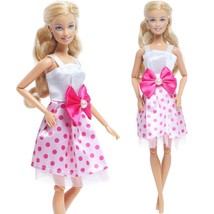 Pink Dress Bow knot Evening Party Skirt Gown Clothes for Barbie Doll Accessories - £7.78 GBP