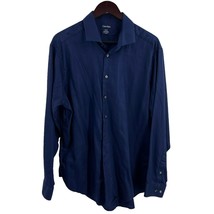 Calvin Klein Navy Blue Slim Fit Long Sleeve Button Front Size XL - £9.67 GBP