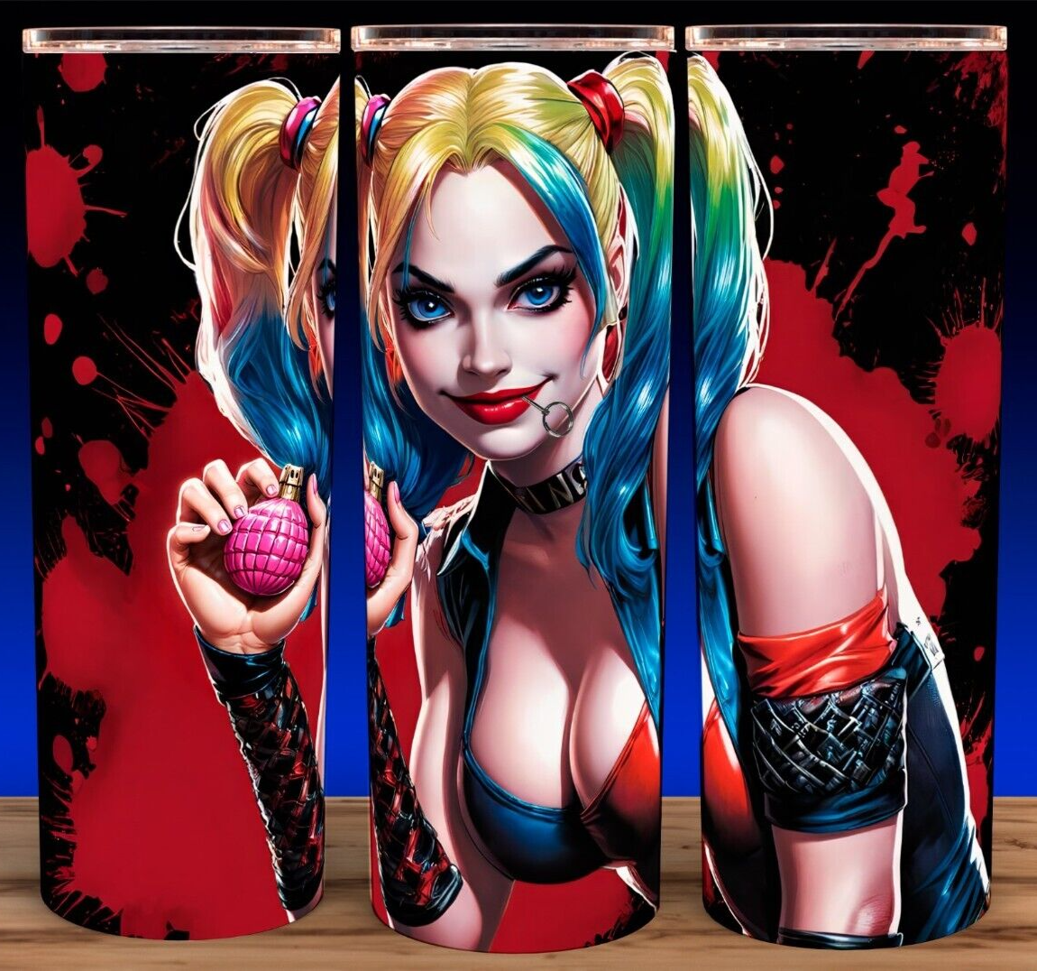 Primary image for Harley Quinn Pulling Pink Grenade Pin Comic Book Superhero Cup Mug Tumbler 20oz