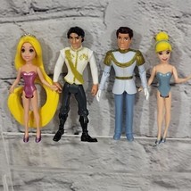 Disney Polly Pocket Dolls Cinderella Prince Charming Rapunzel Flynn Lot of 4  - $14.84