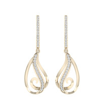 10K Yellow Gold 1/6ct TDW Diamond Drop Earrings - £195.77 GBP