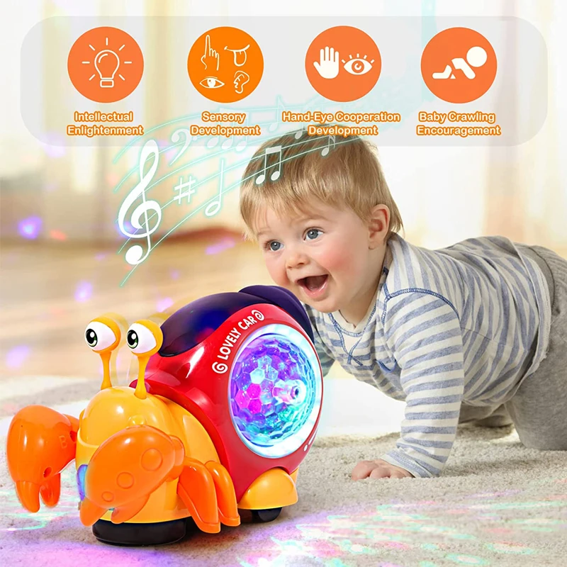Crawling Crab Baby Toys With Music Light Up Interactive Musical Toys For Baby - £13.67 GBP