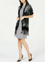 INC International Concepts Ombre Floral Velvet Wrap Black One Size - MSR... - £11.59 GBP