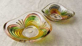 2 Small Vintage / Retro Handpainted Morano Glass Dishes - £80.06 GBP