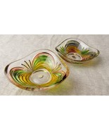 2 Small Vintage / Retro Handpainted Morano Glass Dishes - £79.30 GBP