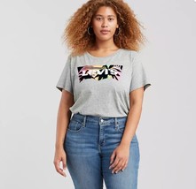 Levis Womens Small Heather Gray Palm Tree Logo Tee Shirt NWT AA14 - £13.81 GBP