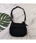Travelon Cross Body Purse Bag Solid Black Nylon Travel Medium Leather Trim - $44.66 CAD