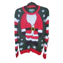 Ugly Christmas Sweater Large Unisex Pullover Santa Long Sleeve Green Red Crew Ne - £14.98 GBP