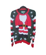 Ugly Christmas Sweater Large Unisex Pullover Santa Long Sleeve Green Red... - £14.76 GBP