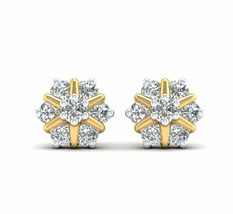 0.25Ct Künstlicher Diamant Schneeflocke Mini Ohrstecker 14K Gelb Vergoldet - £42.42 GBP