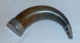 Antique Scottish Snuff Mull Bovine Horn with Pewter Hinged Lid &amp; Reinforced Tip - £200.32 GBP