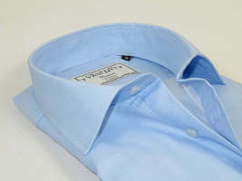Men's Dress Shirt Charles TYRWHITT Turkey 100% Cotton CHT-17 Blue Pique image 2