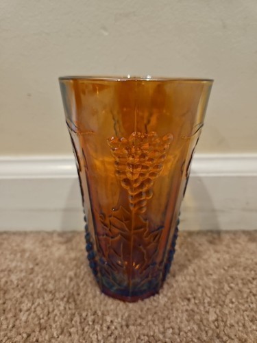 Indiana Glass Amber Carnival Harvest Grape Drinking Glass, Vintage  Item image 3