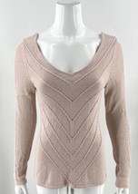 White House Black Market Womens Sweater Size S Pink Gold Shimmer V Neck ... - £19.71 GBP