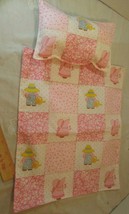 handmade 12&quot; doll pillow/blanket for american girl/baby doll PINK HOLLY HOBBIE - £12.94 GBP
