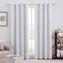 Homeideas Greyish White Blackout Curtains For Bedroom 52 X 84 Inch Long 2 Panels - £25.54 GBP