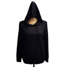 Luxury Cashmere Blend Black Hooded Sweater Soft Cozy Pullover Hoodie Size S - £39.29 GBP