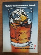 Seagrams Seven Crown 1970 Vintage Print Ad Whiskey And Ice Cold Drink - €7,65 EUR