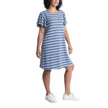 Ecothreads Ladies&#39; Size XXL Flutter Sleeve Dress, Blue Stripe  - $22.99