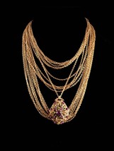Stunning Vintage Decolette Watch necklace - 17 jewel - purple and perido... - $245.00