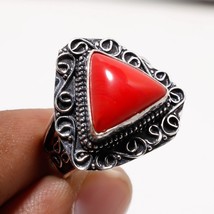 Red Coral Vintage Style Gemstone Handmade Ethnic Ring Jewelry 8.50" SA 2150 - £5.15 GBP