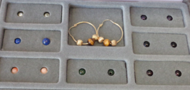 14K Hoop Earrings Interchangeable Semi Precious Beads Set Yellow Gold Signed HL - £119.89 GBP