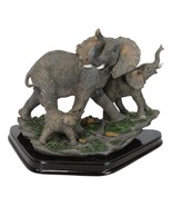 Safari Trio Marching Elephants Father and 2 Calves On Forest Floor Figurine - $49.19 CAD