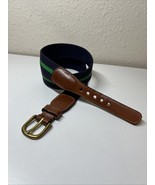 Vintage Dooney &amp; Bourke Blue Green Stripe Canvas Brown Leather Belt-Tag ... - $29.51 CAD