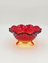 Fenton Ruby Red Amberina Hobnail Footed Bowl Vintage 3.25&quot; - $24.75