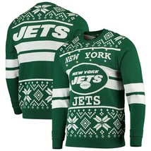 NFL Licensed Men&#39;s New York Jets Green/White Light Up Ugly Sweater - £42.90 GBP