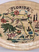 Vintage Bamboo Florida Souvenir Points of Interest 16.25” Oval Serving Tray - $475.77 MXN