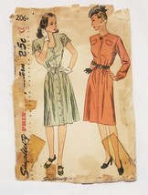 Misses Women One-Piece Dress Sewing Pattern 2064 Simplicity 1940s Size 1... - £18.68 GBP