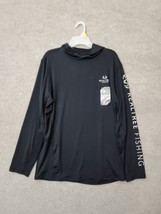 Realtree Performance Hooded Fishing Shirt Mens L Black Long Sleeve UPF 30 NEW - £19.36 GBP