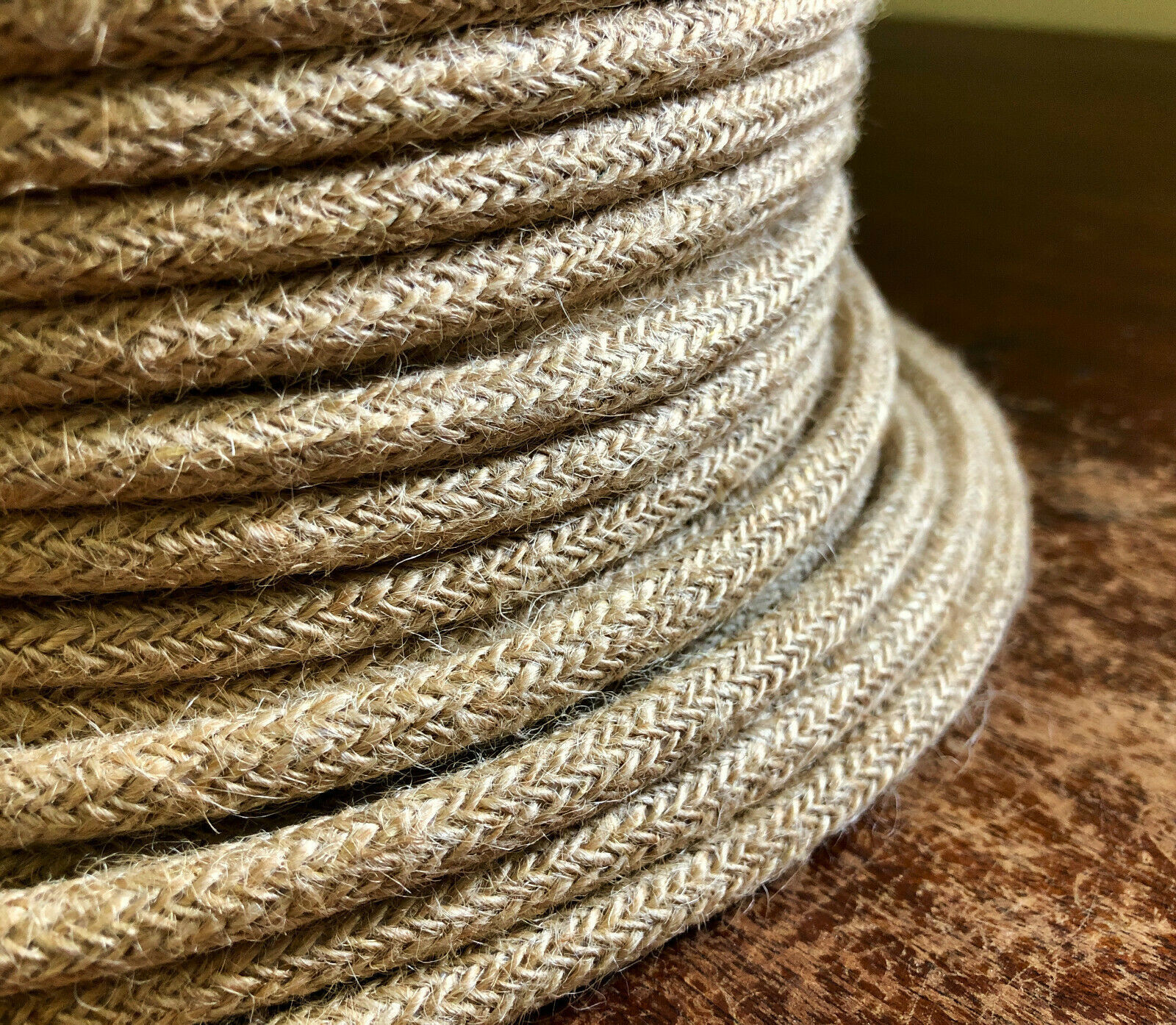 Jute Covered 3-wire Round Electrical Cord - Rope/Hemp Covered Lamp/Penda... - $1.60