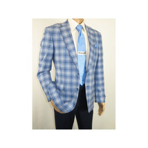 Men Sport Coat by Berlusconi Turkey Italian Wool Super 180's #671-07 Blue Plaid image 3