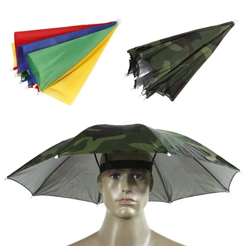  Foldable Head Umbrella Hat Cap Golf Outdoor Sun Headwear Fishing Camping - £48.32 GBP