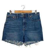 Madewell Jean Shorts Womens 32 Blue High Rise Denim Frayed Hem Distressed - $37.49 CAD