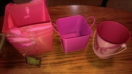 Lot of 6 Metal Cardboard Gift Boxes Pails Mini Buckets Pink Cute Crafts - $12.99
