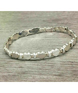 Heart Tennis Bracelet STERLING SILVER 925 ALTERNATING LINK Brush Satin F... - $712.09 MXN