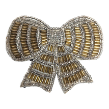 Avon 80s Handmade Fabric Back All That Glitters Sequin Bow Tie Brooch Pi... - $13.85