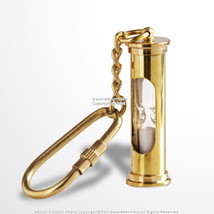 Handmade Brass Miniature Sand Timer Glass Key Chain Ring Gift Souvenir - £7.09 GBP