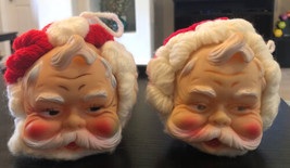 2 Vtg Santa Heads Christmas Ornaments w/Knitted Hat 1950’s - £19.71 GBP