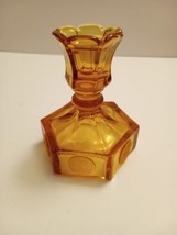 Vintage Fostoria Coin Glass Candle Stick Holder  4.5” Amber - £13.30 GBP