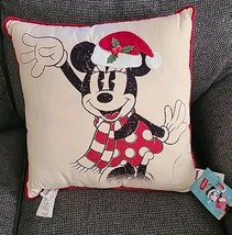 Disney Minnie Mouse Christmas Santa Hat Throw Pillow Accent Holiday Mist... - $49.99