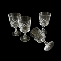 Vintage Small Wine Glasses Crystal Diamond Cut Champagne Wine Barware Lot Of 4 - £27.10 GBP